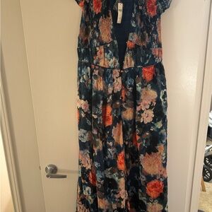 Floral Maxi Dress with Cap Sleeves